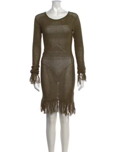 Pre-owned The Elder Statesman Crew Neck Mini Dress W/ Tags In Green