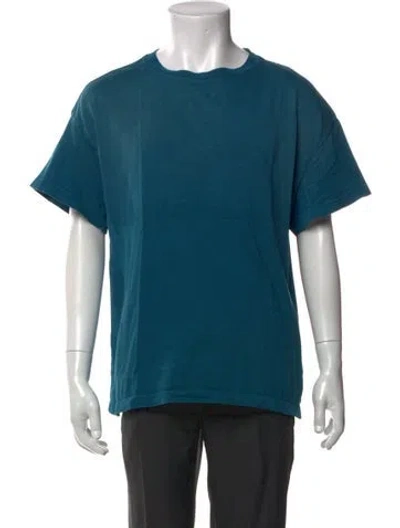 Pre-owned The Elder Statesman Crew Neck Short Sleeve T-shirt In Blue
