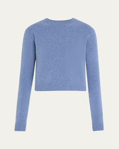 The Elder Statesman Crewneck Cashmere Crop Pullover In Melancholy