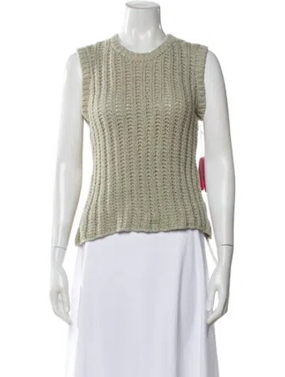 Pre-owned The Elder Statesman Crochet Trim Knee-length Skirt W/ Tags In White