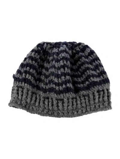 Pre-owned The Elder Statesman Crocheted Beanie In Gray