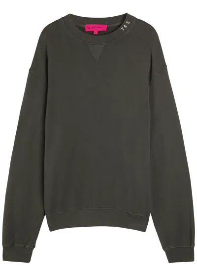 The Elder Statesman Daily Logo-embroidered Cotton And Cashmere-blend Sweatshirt In Black