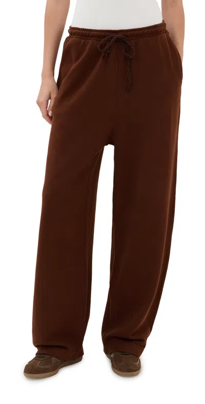 The Elder Statesman Daily Wide Leg Sweatpants Wenge In Burgundy