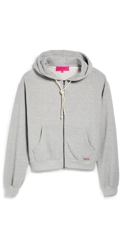 The Elder Statesman Daily Zip Unisex Hoodie Heather Grey In Gray