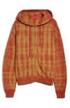 The Elder Statesman Daily Zuzu Cotton And Cashmere Zip-up Hoodie In Wasabi Fiery Coral