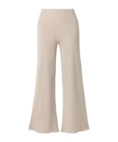 The Elder Statesman Delicash Ribbed Cashmere And Silk-blend Straight-leg Pants In Neutrals