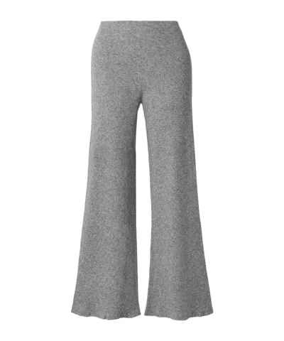The Elder Statesman Delicash Ribbed Cashmere And Silk-blend Straight-leg Pants In Gray