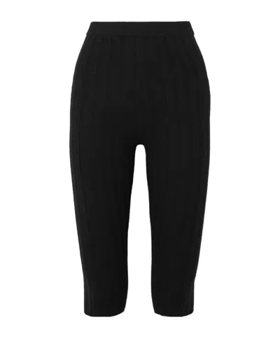 The Elder Statesman Diana Cropped Ribbed Cashmere Leggings In Black