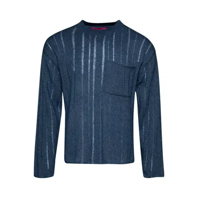 Pre-owned The Elder Statesman Drop Needle Pocket Racing Crew 'sea Blue' | Men's Size Xl