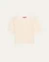 The Elder Statesman Drop Needle Short Sleeve Cashmere Tee In Chalk