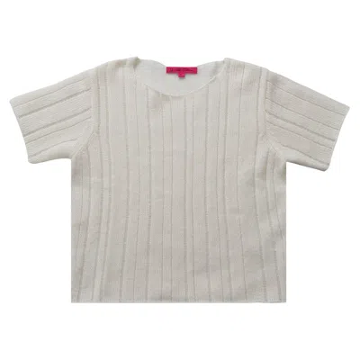 Pre-owned The Elder Statesman Drop Needle Short-sleeve Tee 'chalk' | White | Women's Size Xs