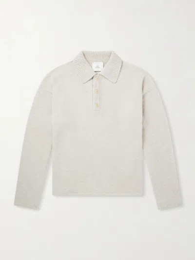 The Elder Statesman Dume Rugby Cashmere Polo Sweater In Neutral