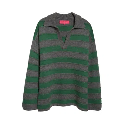Pre-owned The Elder Statesman Dume Stripe Rugby 'fern/granite' | Green | Men's Size L