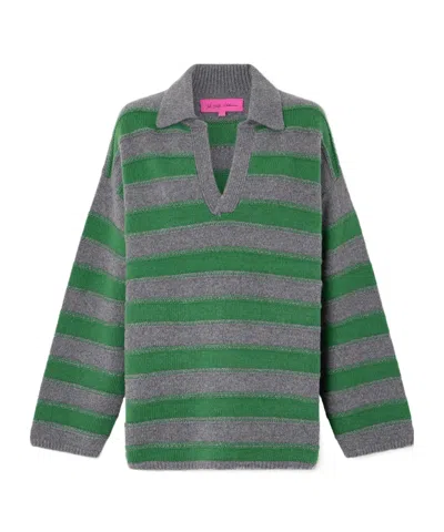 The Elder Statesman Dume Striped Cashmere Polo Sweater In Multi