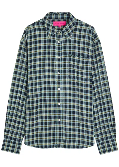 The Elder Statesman Dune Plaid Cotton Shirt In Blue