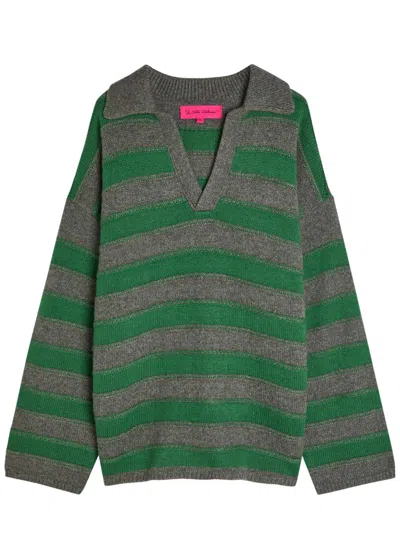 The Elder Statesman Dune Striped Cashmere Rugby Jumper In Green