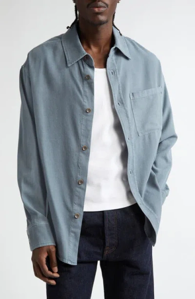 The Elder Statesman Early Dawn Cotton & Silk Overshirt In 410 Navy