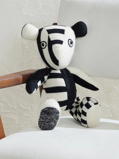 The Elder Statesman Elder Striped Cashmere Teddy Bear In Black