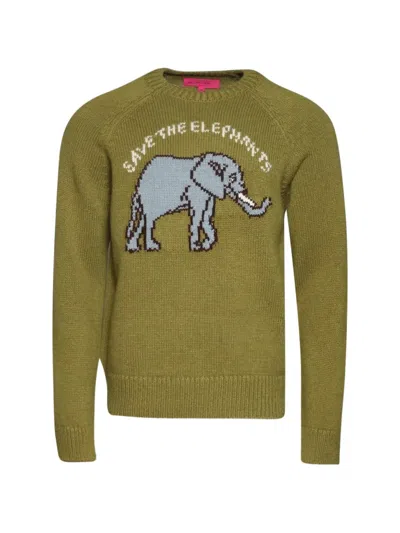 The Elder Statesman Elephant Crew Sweater In Green
