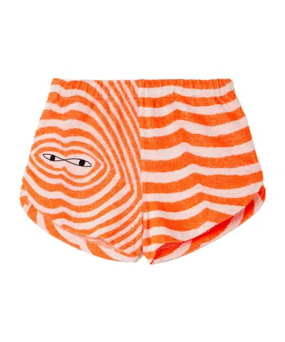The Elder Statesman Embroidered Striped Cotton-terry Shorts In Multi