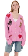 The Elder Statesman Entity Daily Easy Cardigan Bubblegum In Pink