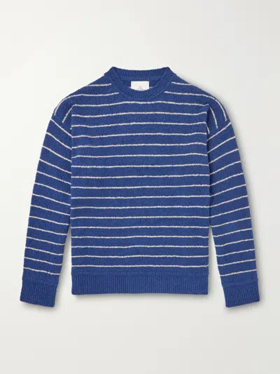 The Elder Statesman Eyelash Striped Cotton-blend Sweatshirt In Black