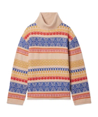 The Elder Statesman Fair Isle Pattern Cashmere Turtleneck Sweater In Multi