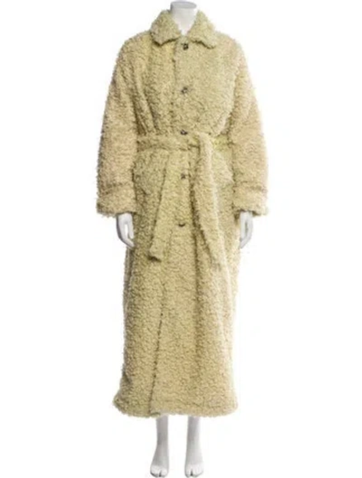 Pre-owned The Elder Statesman Faux Fur Coat In Yellow