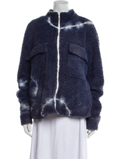 Pre-owned The Elder Statesman Faux Fur Jacket In Blue