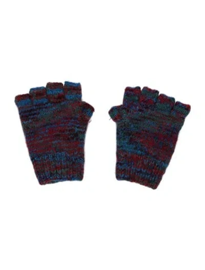 Pre-owned The Elder Statesman Finger Less Gloves In Blue/green/red