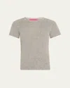 Shop The Elder Statesman Fitted Micro Ribbed Cashmere Silk Tee In Lightgrey