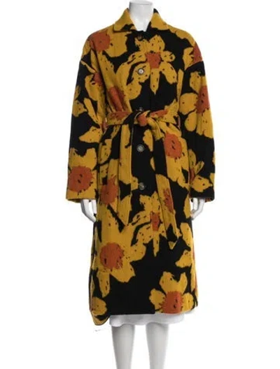 Pre-owned The Elder Statesman Floral Print Coat In Multicolor