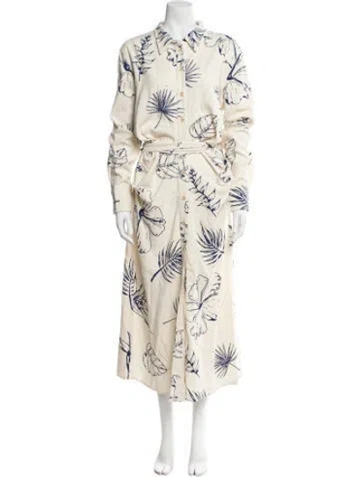 Pre-owned The Elder Statesman Floral Print Long Dress In Neutral