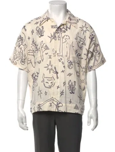 Pre-owned The Elder Statesman Floral Print Short Sleeve Shirt In Neutral