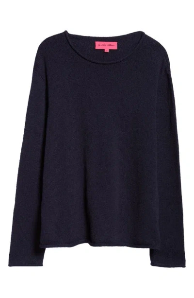 The Elder Statesman Gender Inclusive Roll Neck Cotton Sweater In Navy