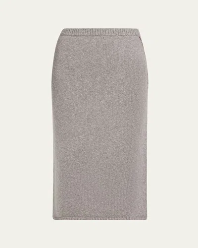 The Elder Statesman Glacier Cashmere Knit Midi Skirt In Gray