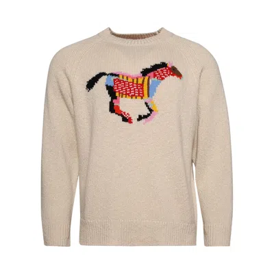 Pre-owned The Elder Statesman Glacier Horse Crew 'ecru' | White | Men's Size L