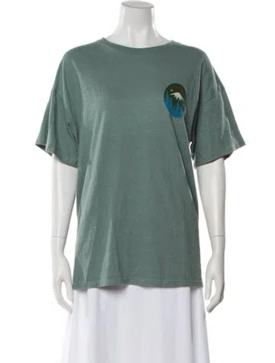 Pre-owned The Elder Statesman Graphic Print Crew Neck T-shirt In Green