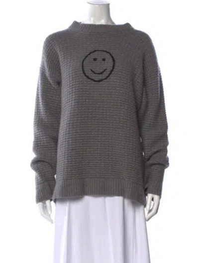 Pre-owned The Elder Statesman Graphic Print Mock Neck Sweater In Gray