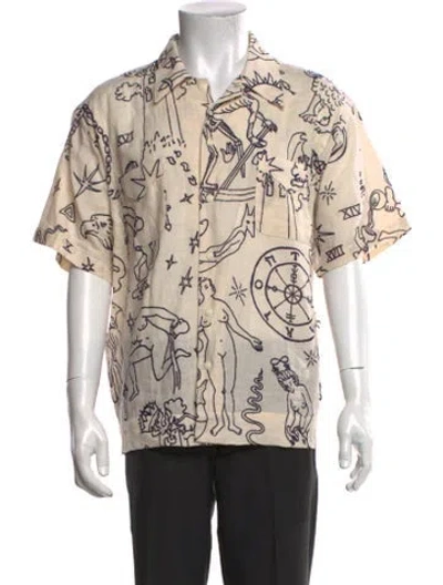 Pre-owned The Elder Statesman Graphic Print Short Sleeve Shirt In Neutral