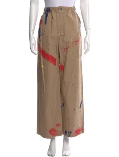 Pre-owned The Elder Statesman Graphic Print Wide Leg Pants W/ Tags In Neutral