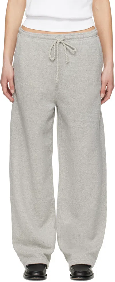 The Elder Statesman Gray Daily Wide Leg Sweatpants In 053 Heather Grey