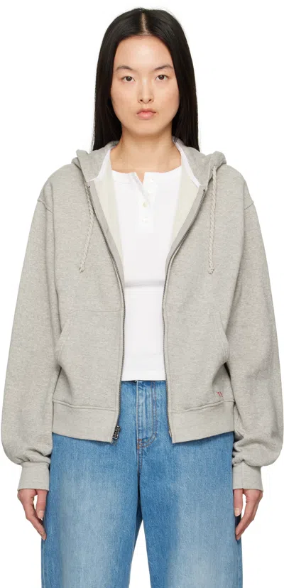 The Elder Statesman Gray Daily Zip Hoodie In 053 Heather Grey
