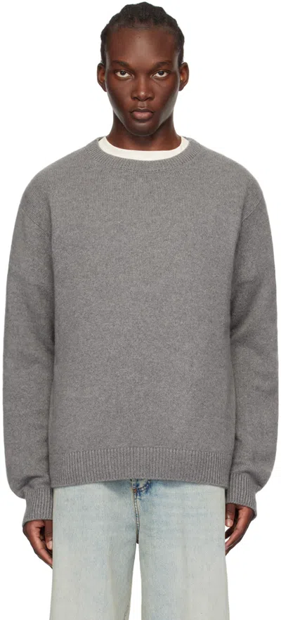 The Elder Statesman Gray Simple Sweater In 50 Light Grey