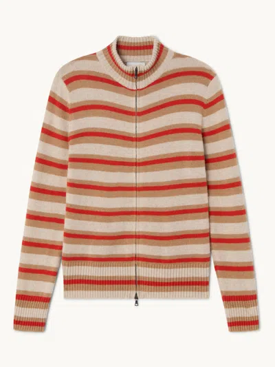 The Elder Statesman Hallie Stripe Zip Jacket Persimmon Stripe M In Multi