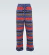 The Elder Statesman Jasper Straight-leg Striped Brushed Cashmere-blend Sweatpants In Multicoloured