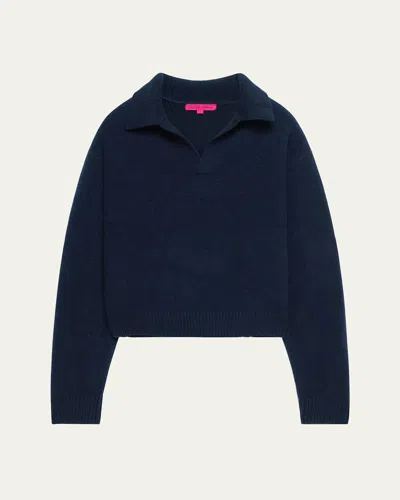 The Elder Statesman Johny Collar Cashmere Sweater In Blue