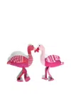 The Elder Statesman Kissing Striped Flamingos Decorative Stuffed Animals (40.6cm X 48.3cm) In Pink