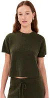 The Elder Statesman Knit Short Sleeve Top New Olive In Green
