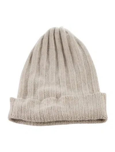 Pre-owned The Elder Statesman Knitted Cashmere Beanie In Neutrals